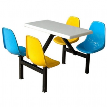 四位连体餐桌椅 玻璃钢餐桌
