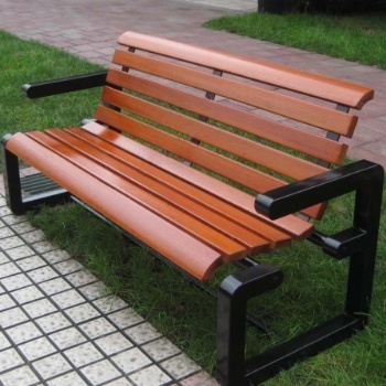 茂名公园椅 有背钢木休闲椅 双位休息座椅定制厂家