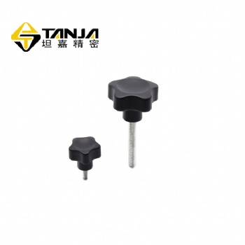 TANJA T84 黑色镀锌钢螺杆星形旋钮把手 亚光饰面旋钮 聚酰胺材质旋钮