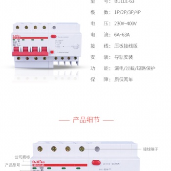 秦佳RCBO-63家用漏电保护断路器防触电