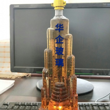 迪拜塔造型玻璃酒瓶创意手工威士忌酒瓶哈利法塔xo玻璃洋酒瓶吹制玻璃异形酒瓶