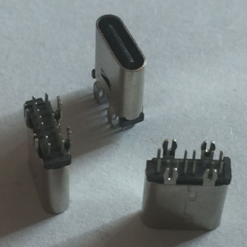 供应USB连接器 Type-c直立式母座14P 180度直脚鱼叉脚直插 充电宝