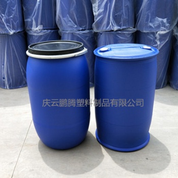 辽阳200L法兰塑料桶大口蓝色密封200公斤抱箍塑料桶大连塑料桶厂家供应