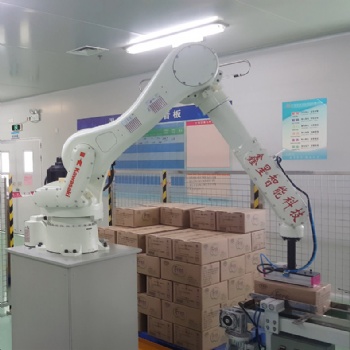 珠海川崎机器人码垛生产线-休闲食品机器人装箱生产线