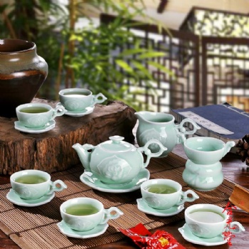新春礼品茶具手绘描金粉彩陶瓷茶具套装定做加字