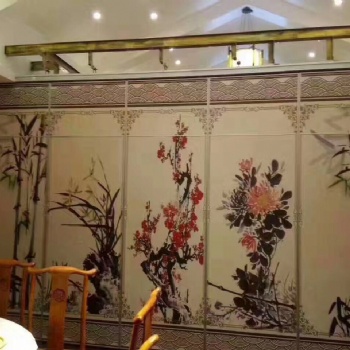 呼和浩特餐厅包房壁画类活动屏风，供应呼和浩特周边活动隔断