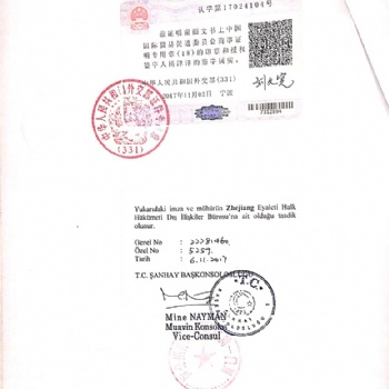 土耳其领事馆签章认证，EC证书，出口商登记表ERF