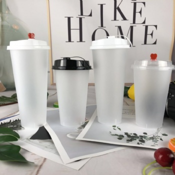 山东泰安威海塑料奶茶杯定做，奶茶热饮纸杯定做，奶茶封口膜定制厂家