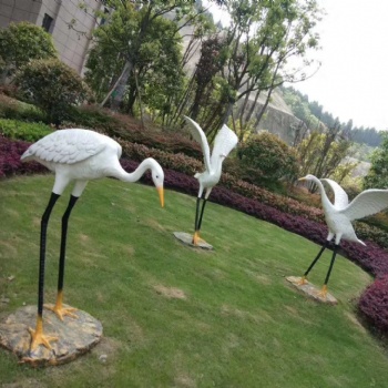 荆州玻璃钢仿真白鹭别墅学校园林绿化摆件雕塑