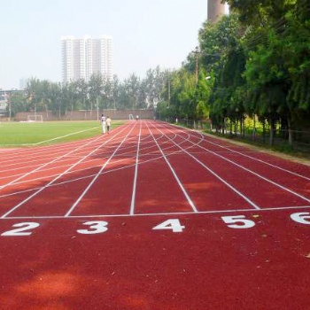 河南周口太康学校新国标13mm塑胶跑道多少钱一平方跑道材料厂家工程包工包料