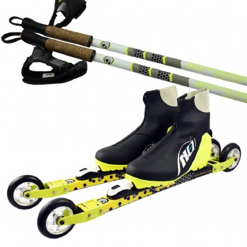 工厂批发定制传统式自由式越野滑雪滑轮陆地旱地滑雪板双板越野双板滑轮