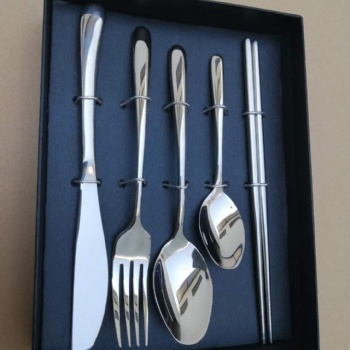 名瑞厂家 304西餐餐具不锈钢刀叉勺筷五件套