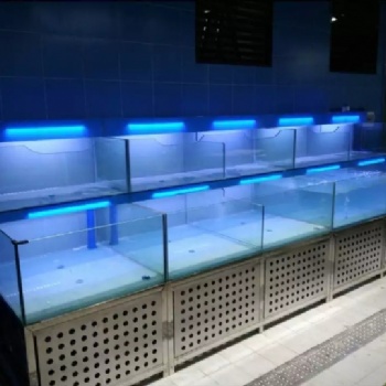 广州玻璃海鲜鱼池定做 广州海鲜池定做大概价格