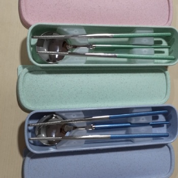 304不锈钢勺筷叉子三件套 学生筷勺便携餐具 名瑞餐具厂