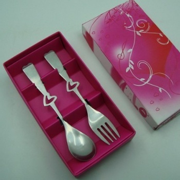 情人节餐具礼品 不锈钢心形叉勺二件套 名瑞餐具厂