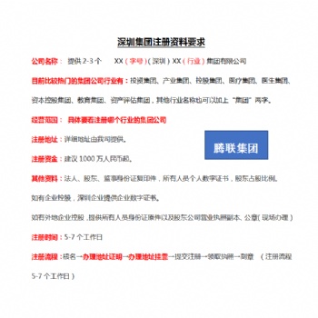 腾联集团告诉您深圳集团注册资料要求