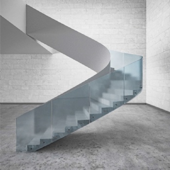 别墅售楼处弧形钢结构玻璃楼梯