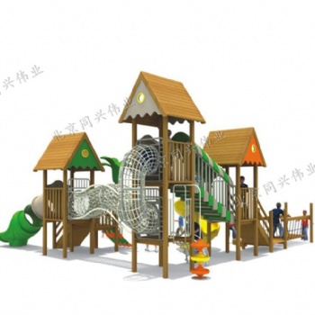 小区儿童乐园设施 幼儿园实木组合滑梯 户外拓展攀爬架设施