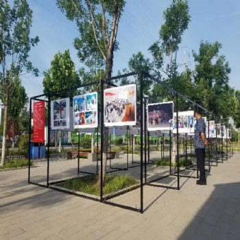 黑色八棱柱铝合金户外美术字画摄影作品展览八棱柱书画展架