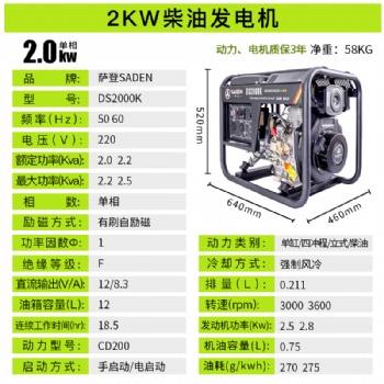 德国技术萨登水泵抽水柴油发电机