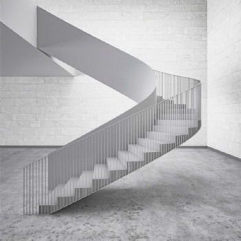 现代极简钢艺别墅弧形楼梯