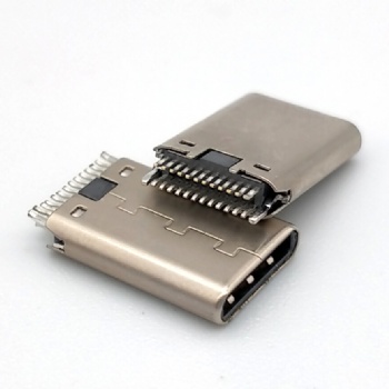 TYPEC 3.1公头夹板式24p 卯压冲压壳加长11.5L 带K脚 USB公头