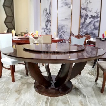 大理石圆形转盘酒店餐桌椅 现代轻奢餐桌椅可定制