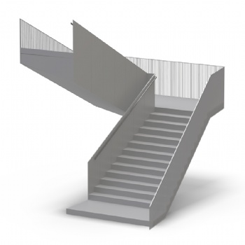 筑梦楼梯内侧钢板外侧栅栏室内钢结构转角楼梯