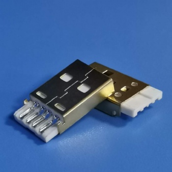 A公焊线镀金 AF USB2.0 4PIN 180度焊线 外壳镀金白色胶芯