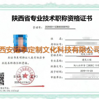 2020副高职称发证单位陕西省人民政府