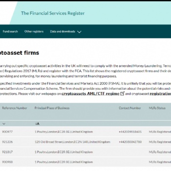 英国FCAMLR区块链加密货币监管牌照