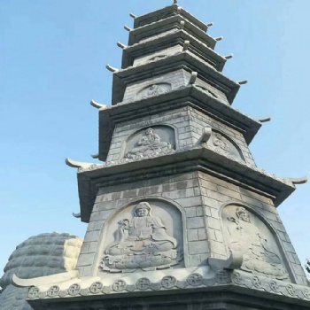 石雕六角塔 石雕七宝如来塔 寺庙佛塔 福建佛塔定制厂家