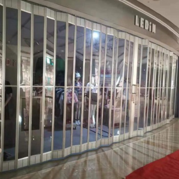 上海专业商城铝合金折叠门中空型材门遥控水晶门