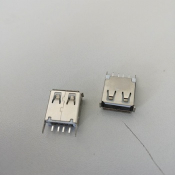 USB 2.0 A母 直插 卷边H=13.7 白胶 蓝胶