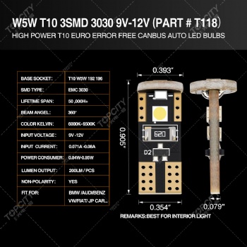 汽车LED小灯T100示宽灯转向灯刹车灯车顶灯