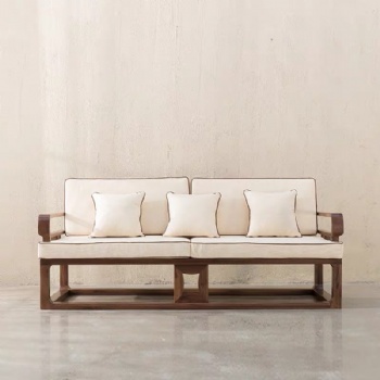 成都威远新中式实木沙发乌金木禅意中国风家轻奢真皮沙发大户型客厅组合