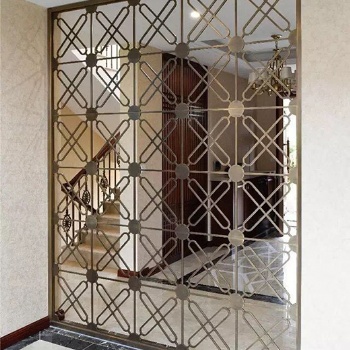 别墅装饰金属隔断屏风不锈钢玻璃玄关定制