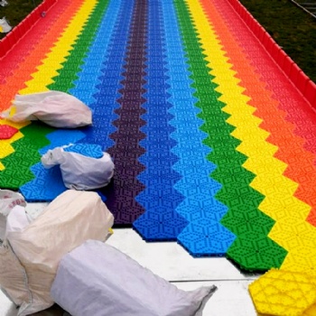 塑料滑坡设计 七彩滑道组装 彩虹滑梯组合
