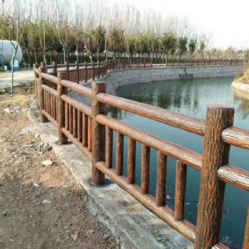 水泥仿树护栏厂家景区河道公园仿古防护栏可定制水泥栏杆