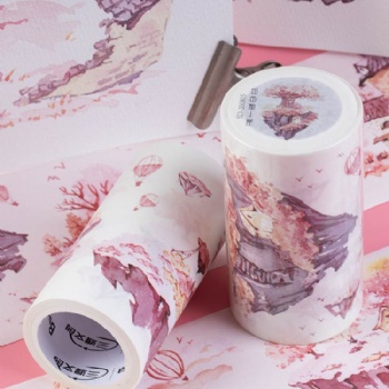 厂家来图定制和纸特油粉色岛屿手账胶带