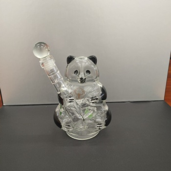 河间华企手工吹制小熊猫造型泡酒瓶高硼硅玻璃容器500ml