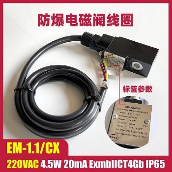 EM-1.1/CX 220VAC4.5W防爆型气体气动电磁阀线圈浇封电磁头3C