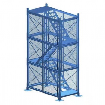 桥梁施工安全梯笼挂网式爬梯标准施工安全爬梯组合框架式安全梯笼