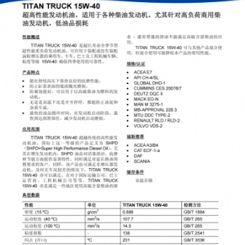 TITAN TRUCK 15W-40超高性能发动机油