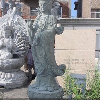 石雕如来佛祖图片 石雕释迦牟尼佛与二胁侍菩萨像 石佛像