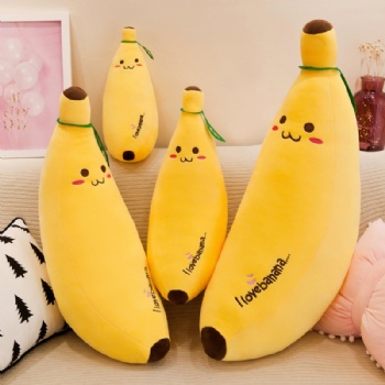 批发软体香蕉毛绒玩具抱枕羽绒棉玩偶仿真水果靠枕坐垫