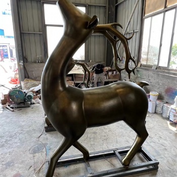 定制不锈钢鹿雕塑 抽象小鹿雕塑 金属铁丝动物摆件 景观装饰小品