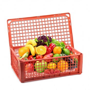 信阳水果运输塑料框子 摆放水果使用带盖篮子 手提式塑料筐