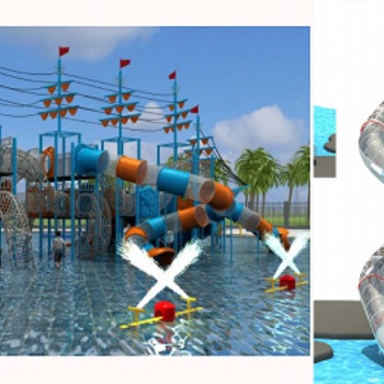 生产水上无动力设施，各种戏水小品儿童水寨及科学戏水乐园