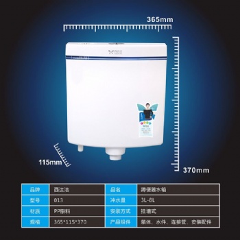 双按蹲便器水箱卫生间壁挂式pp蹲便冲水箱013